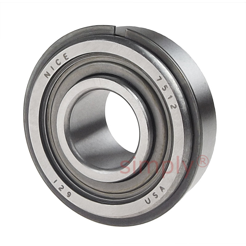 RBC 7512 Heavy Duty Precision Ground Rubber Sealed with Trash Guard Radial Bearing with Snap Ring 0.75x1.75x0.625 inch