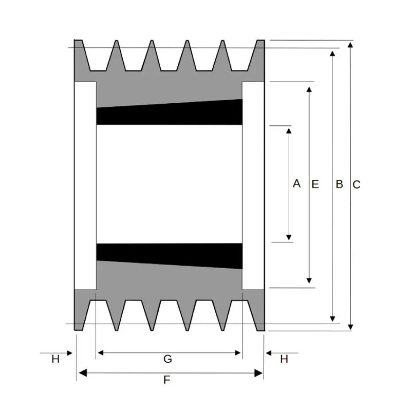 PowerDrive 190X5SPA 190mm Pitch Diameter SPA Section Tapered Locking Bush Type Pulley with 5 Grooves (Bush not Incl.) - Allow 2-3 Days
