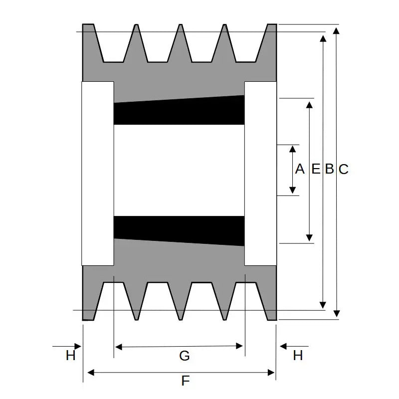 PowerDrive 236X4SPB 236mm Pitch Diameter SPB Section Tapered Locking Bush Type Pulley with 4 Grooves (Bush not Incl.) - Allow 2-3 Days