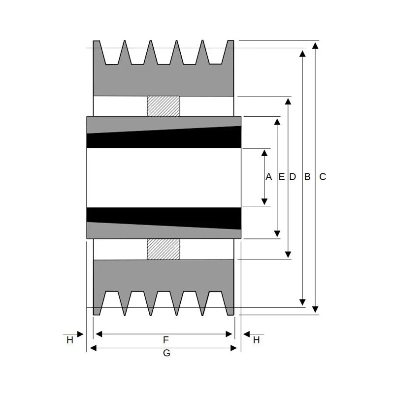 PowerDrive 800X5SPB 800mm Pitch Diameter SPB Section Tapered Locking Bush Type Pulley with 5 Grooves (Bush not Incl.) - Allow 2-3 Days