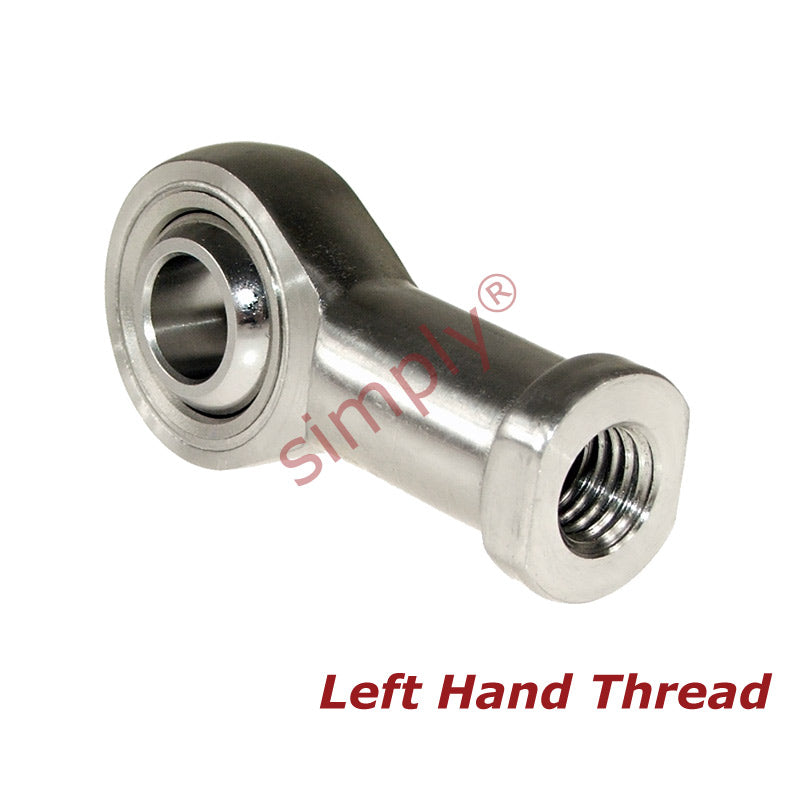 Budget SSPHS12/F2L Left Hand Stainless Steel / PTFE Lined Plain Female Rod End 12mm Bore M12x1.25 Thread
