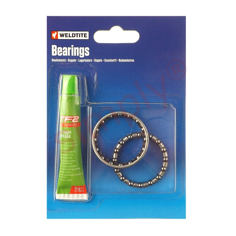 2x 5/32 inch Case Hardened Ball Bearings in Cage Retainers and TF2 Lithium Grease