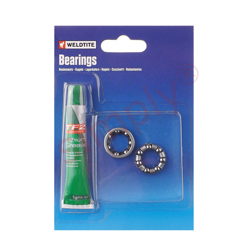 2 x 3/16 inch Hub Case Hardened Ball Bearings in Cage Retainers and TF2 Grease