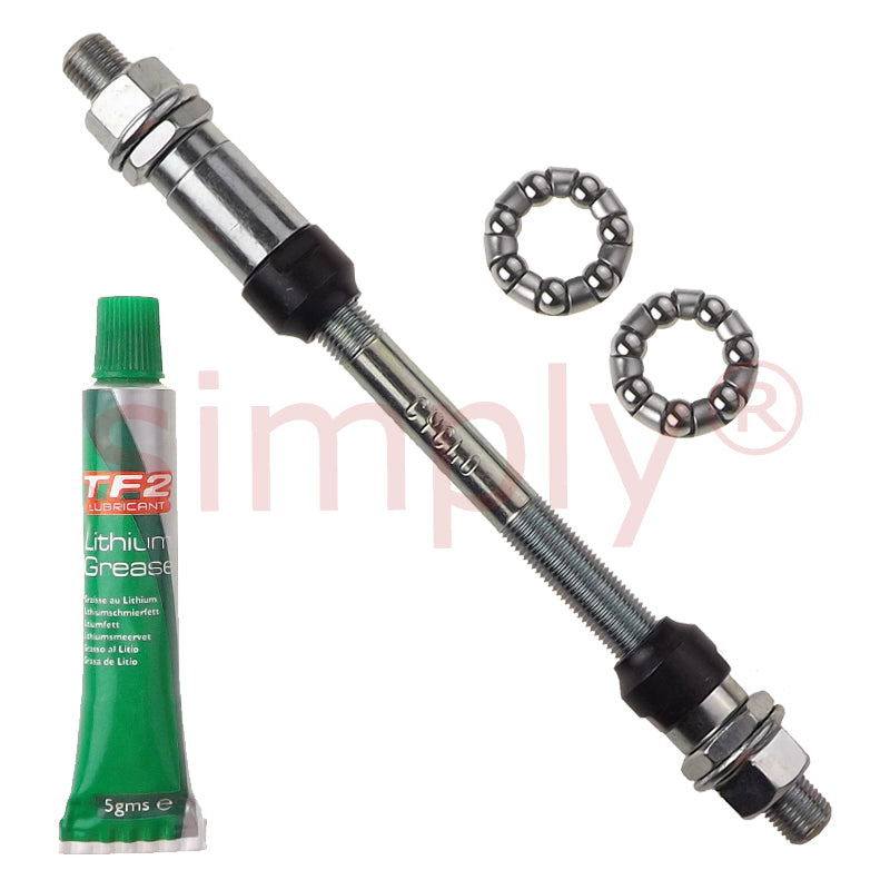 Cyclo 9.5x175mm Chrome Molybdenum Steel Cycle Axle and Lithium Grease and Hub Cages