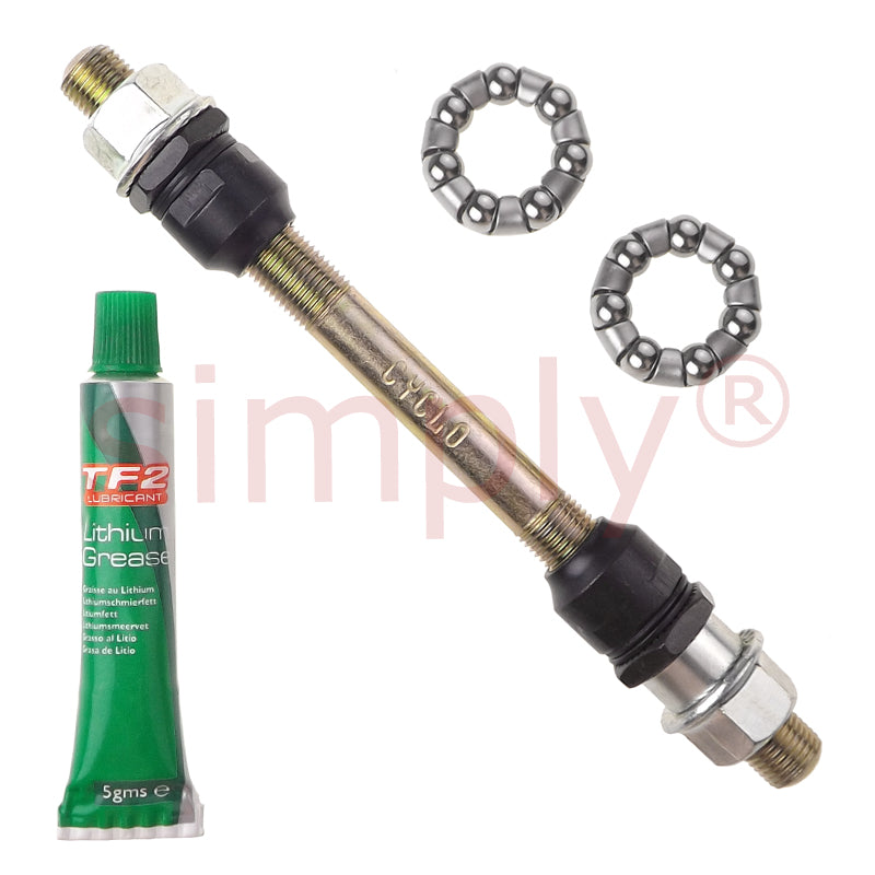 Cyclo 10x145mm Chrome Molybdenum Steel Cycle Axle and Lithium Grease and Hub Cages