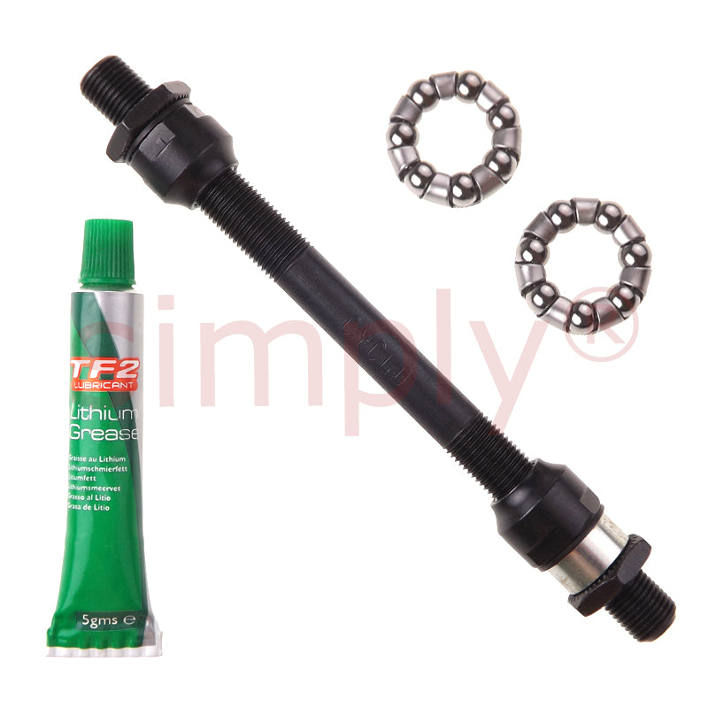 Cyclo 10x140mm Hollow Quick Release Cycle Axle and Lithium Grease and Hub Cages