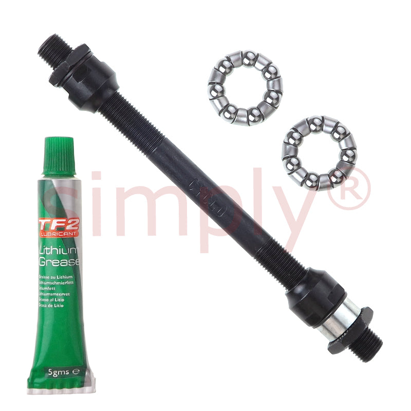Cyclo 10x145mm Hollow Quick Release Cycle Axle and Lithium Grease and Hub Cages