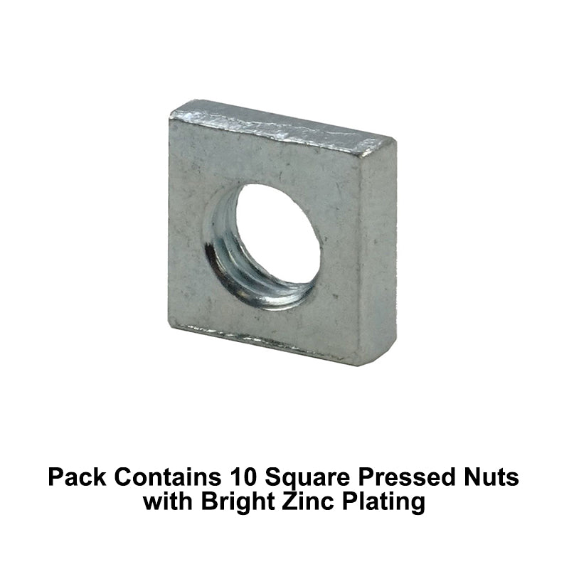 Unifix M8x13 - Grade 8 Steel Square Pressed Nut DIN 562 with 1.25mm Pitch and Bright Zinc Plated Finish