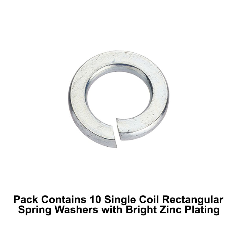 Unifix M16x27.3x3.5mm Single Coil Rectangular Spring Washer DIN 127B with Bright Zinc Plated Finish