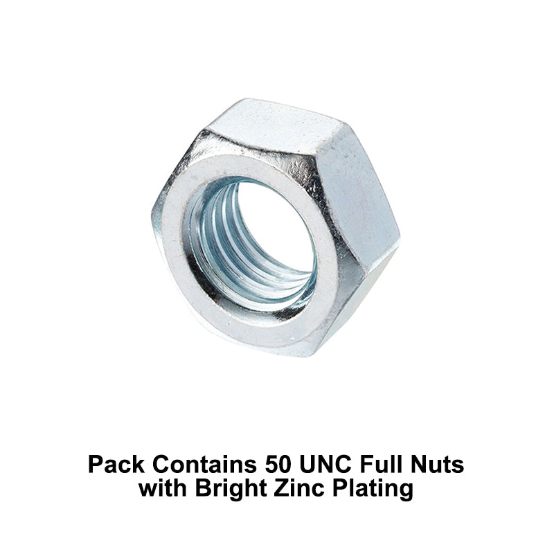 Unifix M8x13 - Class 8 Steel Full Nut DIN 934 with 1.25mm Pitch and Bright Zinc Plated Finish