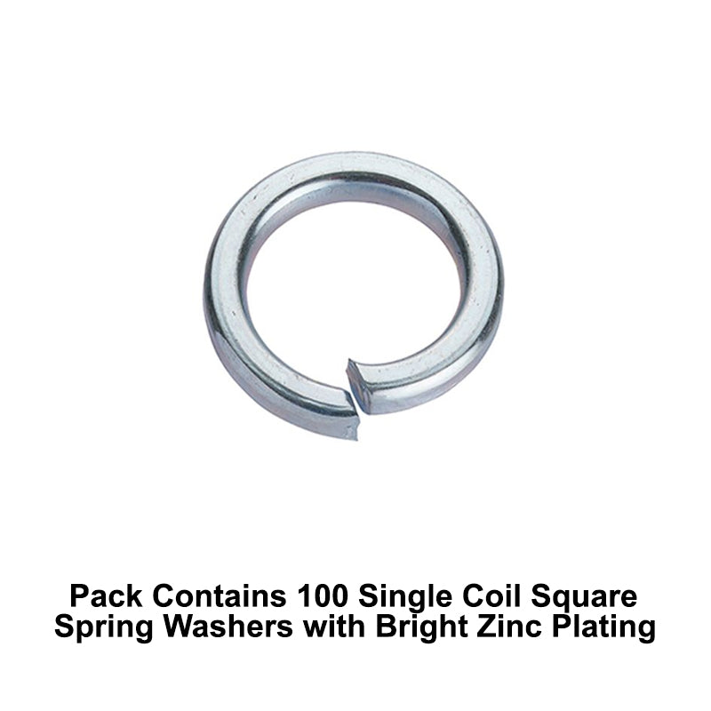 Unifix M10x16x2.5mm Single Coil Square Spring Washer DIN 7980 with Bright Zinc Plated Finish