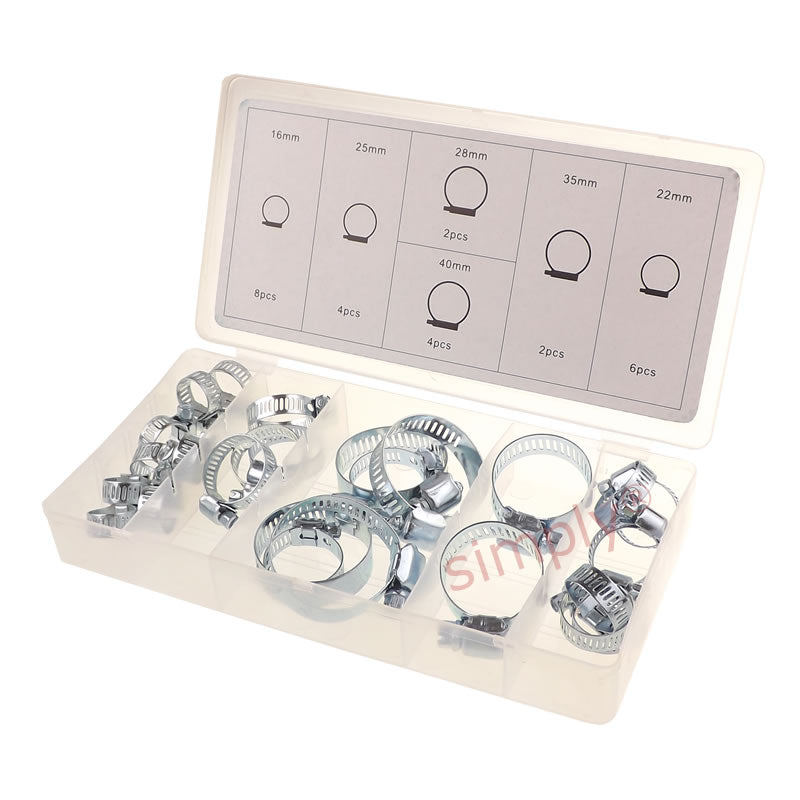26 Piece Worm Drive Hose Clip / Clamp Assortment Kit in Storage Case (Domestic Quality)