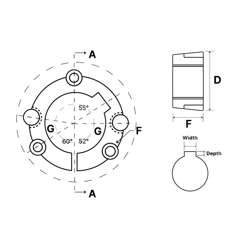 5040-125 Tapered Locking Bush with 125mm Bore