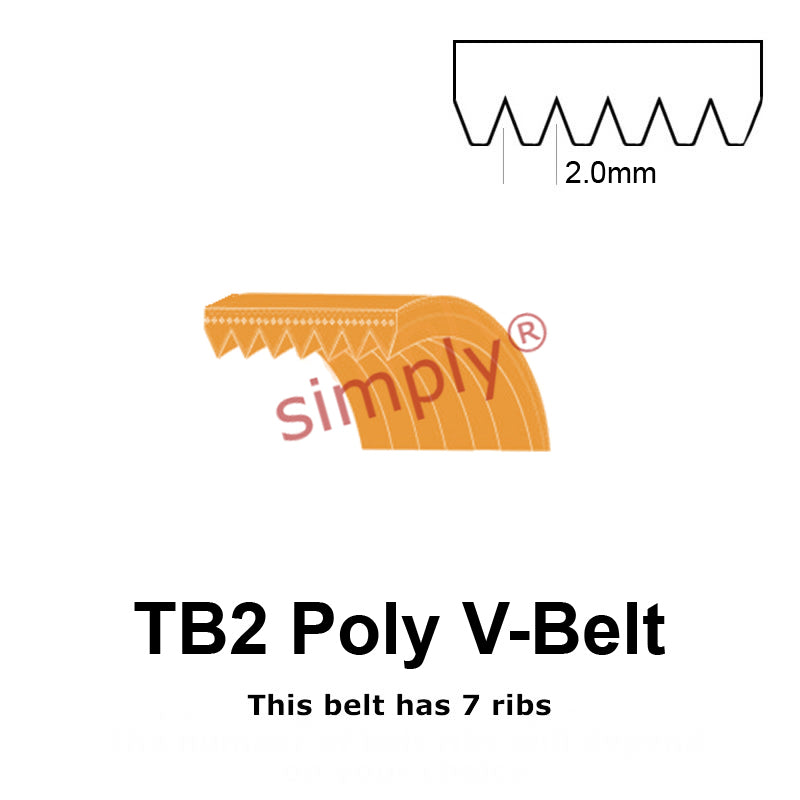 TB2-770 Megadyne Megarib Polyurethane Poly V-Belt 770mm/30.3 inch Length - 7 Ribs
