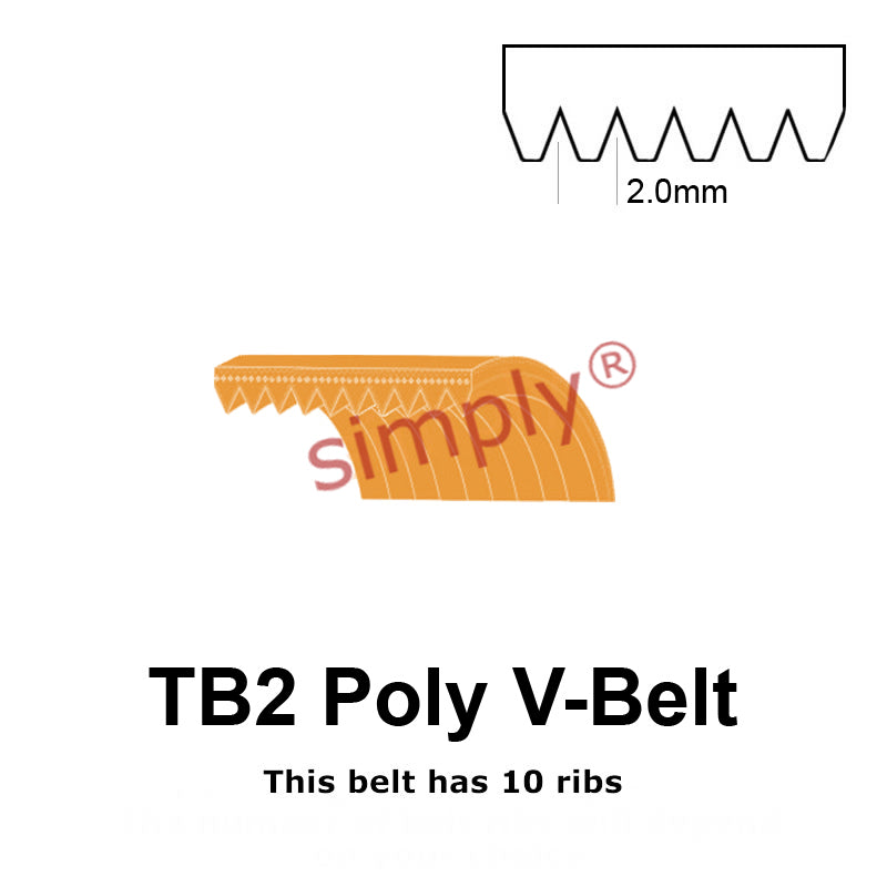 TB2-575 Megadyne Megarib Polyurethane Poly V-Belt 575mm/22.6 inch Length - 10 Ribs - Allow 2-3 Days