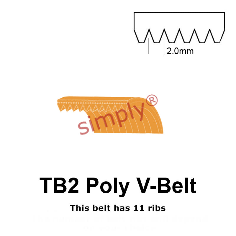 TB2-156 Megadyne Megarib Polyurethane Poly V-Belt 156mm/6.1 inch Length - 11 Ribs - Allow 2-3 Days