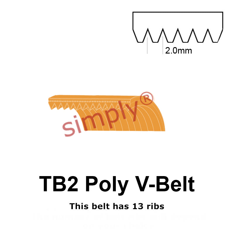 TB2-535 Megadyne Megarib Polyurethane Poly V-Belt 535mm/21.1 inch Length - 13 Ribs - Allow 2-3 Days
