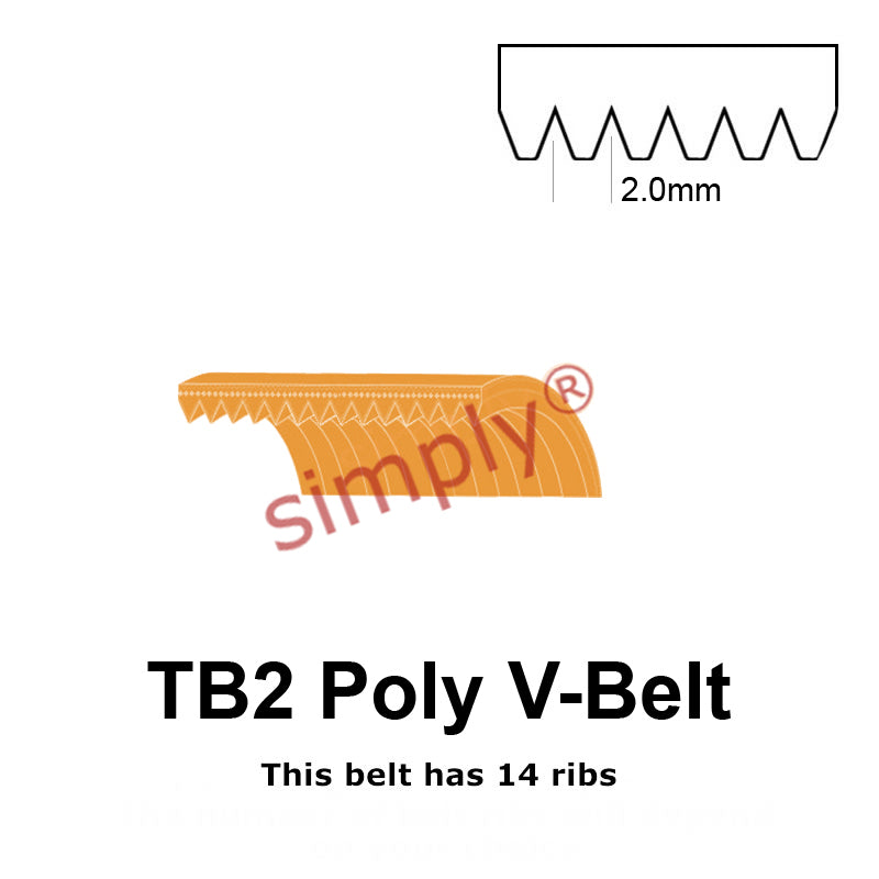 TB2-575 Megadyne Megarib Polyurethane Poly V-Belt 575mm/22.6 inch Length - 14 Ribs - Allow 2-3 Days