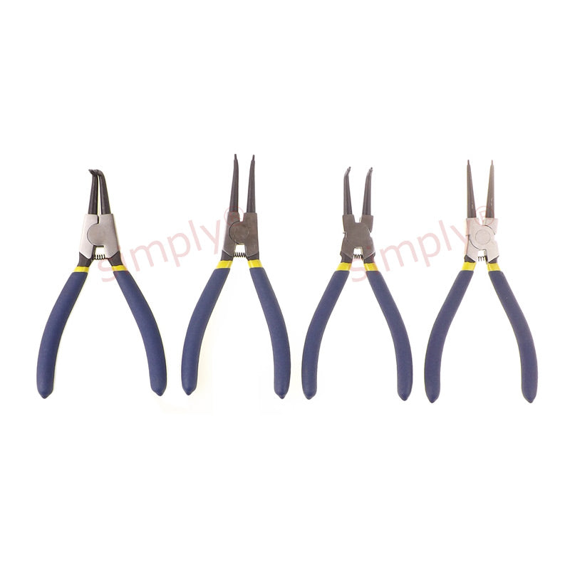 4 Piece Set of 9 inch Circlip Pliers with Soft Grip Handles