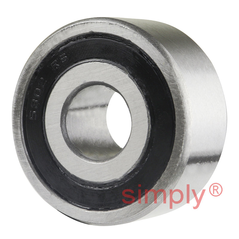 Budget 53022RS Rubber Sealed Double Row Angular Contact Ball Bearing 15x42x19mm