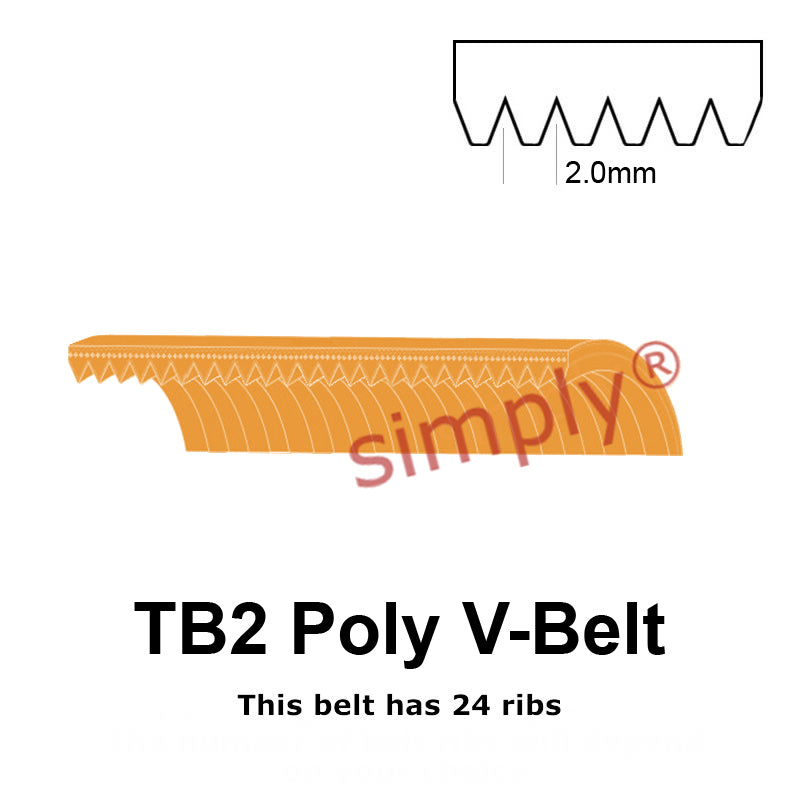 TB2-535 Megadyne Megarib Polyurethane Poly V-Belt 535mm/21.1 inch Length - 24 Ribs - Allow 2-3 Days