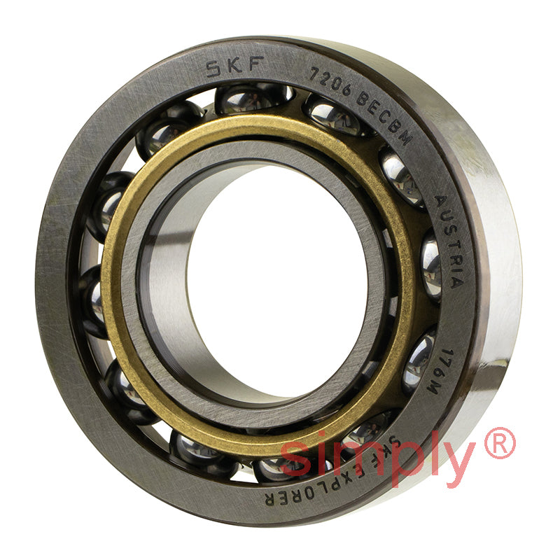 SKF 7206BECBM Single Row Angular Contact Ball Bearing 30x62x16mm