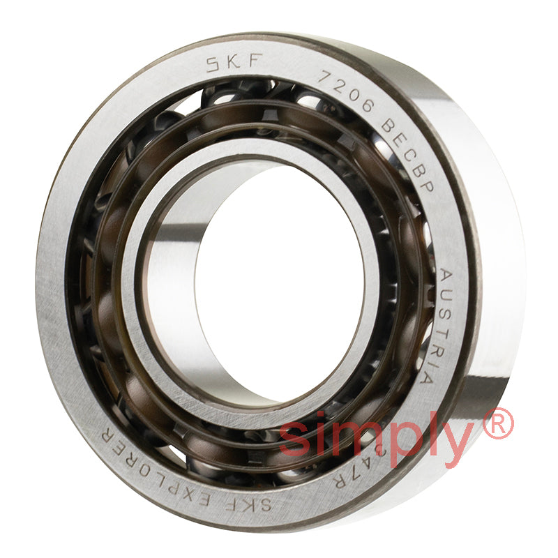 SKF 7206BECBP Single Row Angular Contact Ball Bearing 30x62x16mm