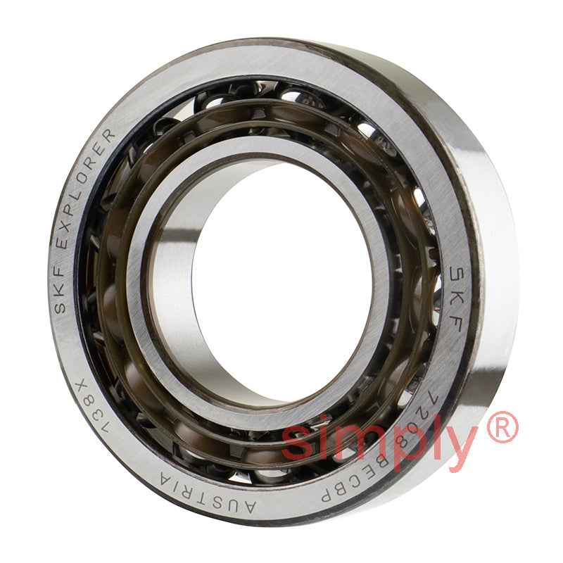 SKF 7208BECBP Single Row Angular Contact Ball Bearing 40x80x18mm