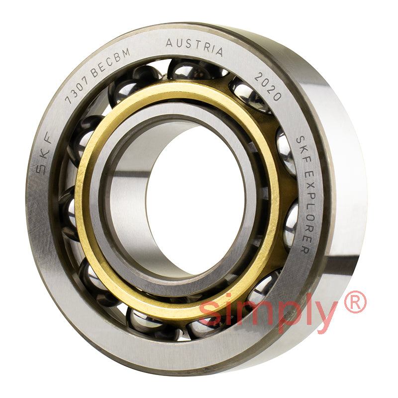 SKF 7307BECBM Single Row Angular Contact Ball Bearing 35x80x21mm