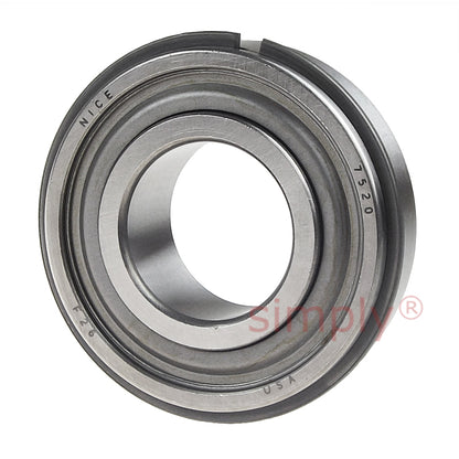 RBC 7520DLG Heavy Duty Precision Ground Rubber Sealed with Trash Guard Radial Bearing with Snap Ring 1.25x2.563x0.75 inch