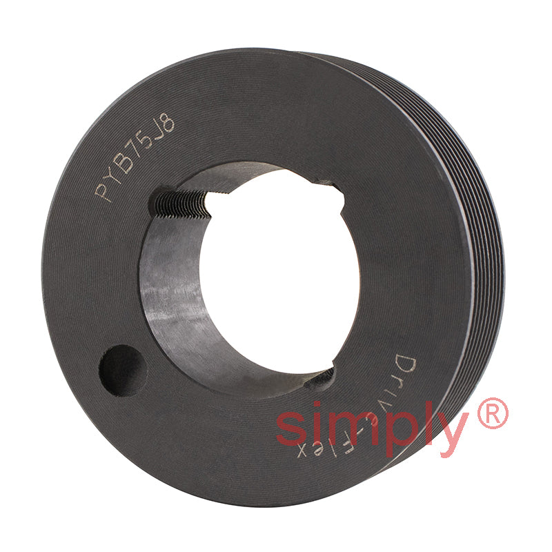 75J08 Tapered Bore Polyvee Belt Pulley 75mm Pitch Diameter 8 Grooves