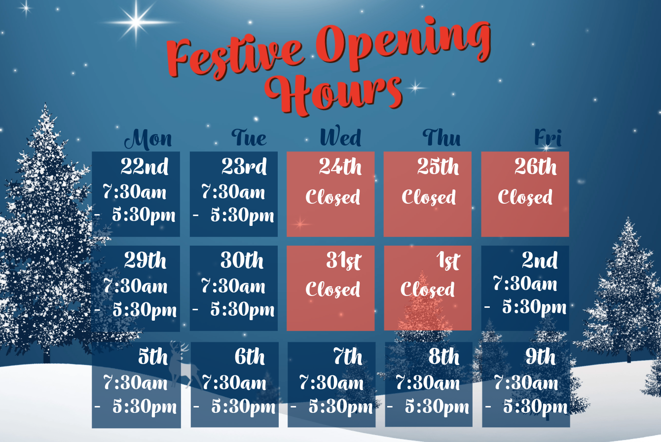 Xmas Opening Hours 2025