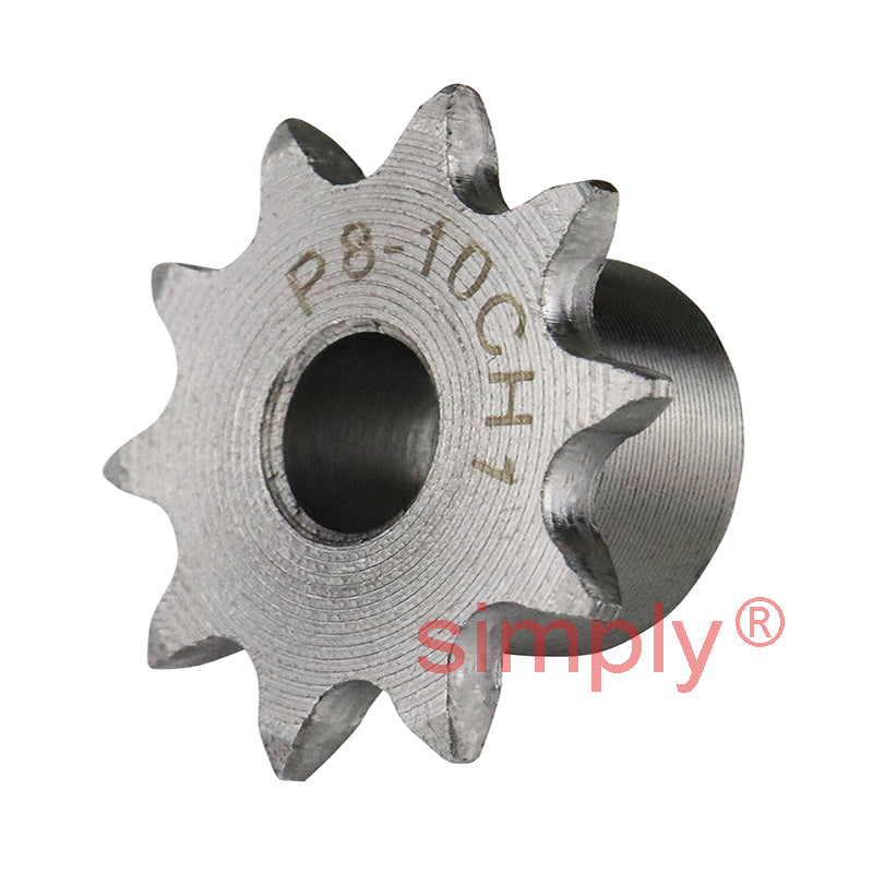 10 Tooth 05B Simplex Pilot Bore Sprocket for 8mm Pitch Chain