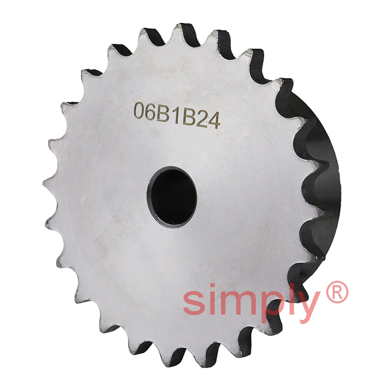 24 Tooth 06B Simplex Pilot Bore Sprocket for 3/8 inch Pitch Chain