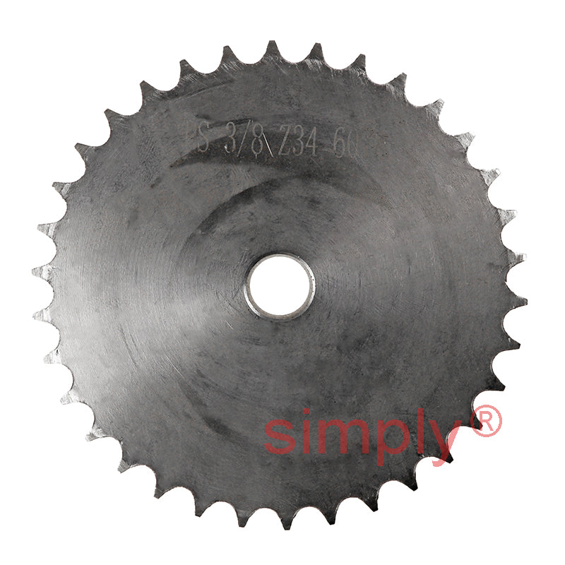 34 Tooth 06B Simplex Pilot Bore Sprocket for 3/8 inch Pitch Chain