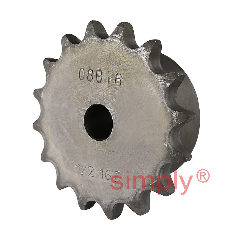 16 Tooth 08B Simplex Pilot Bore Sprocket for 1/2 inch Pitch Chain