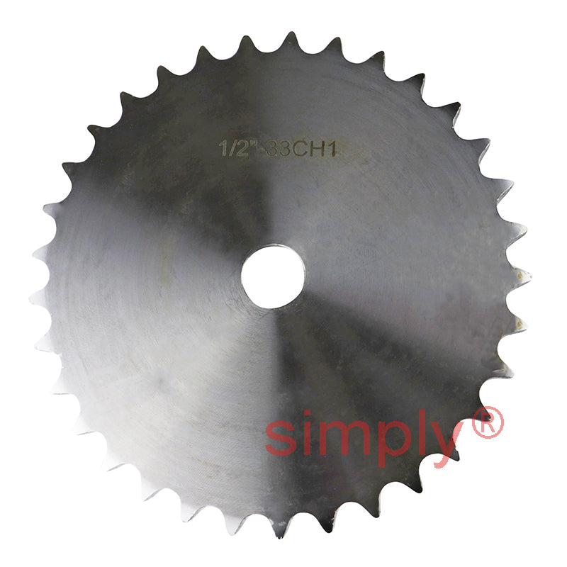 33 Tooth 08B Simplex Pilot Bore Sprocket for 1/2 inch Pitch Chain