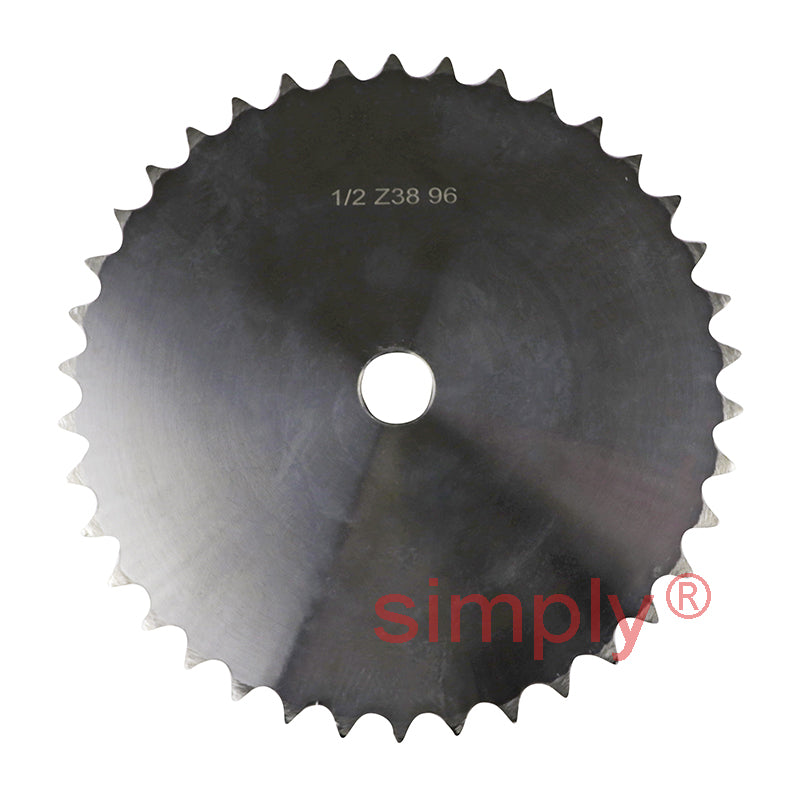 38 Tooth 08B Simplex Pilot Bore Sprocket for 1/2 inch Pitch Chain