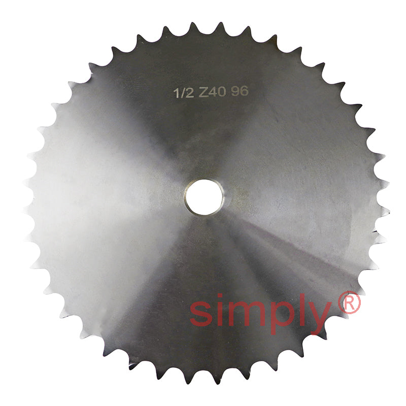 40 Tooth 08B Simplex Pilot Bore Sprocket for 1/2 inch Pitch Chain