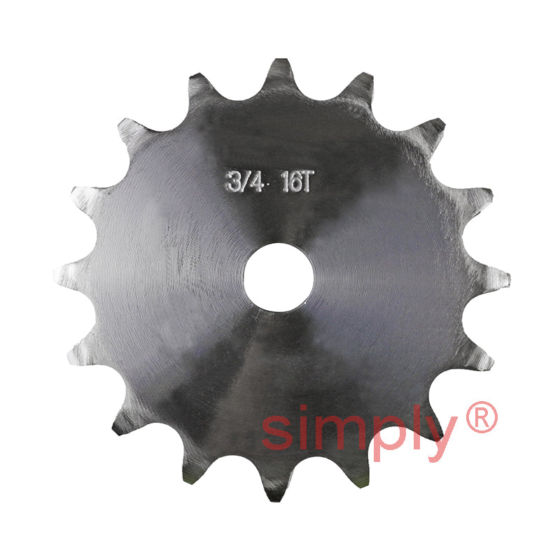16 Tooth 12B Simplex Pilot Bore Sprocket for 3/4 inch Pitch Chain