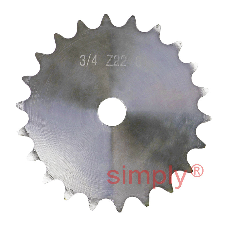 22 Tooth 12B Simplex Pilot Bore Sprocket for 3/4 inch Pitch Chain