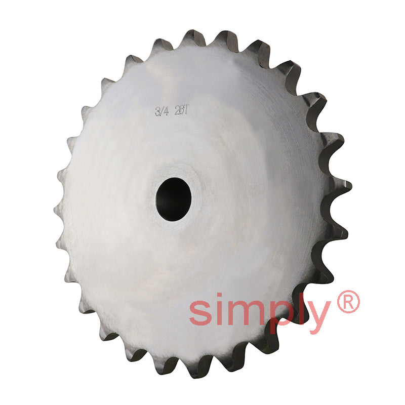 26 Tooth 12B Simplex Pilot Bore Sprocket for 3/4 inch Pitch Chain