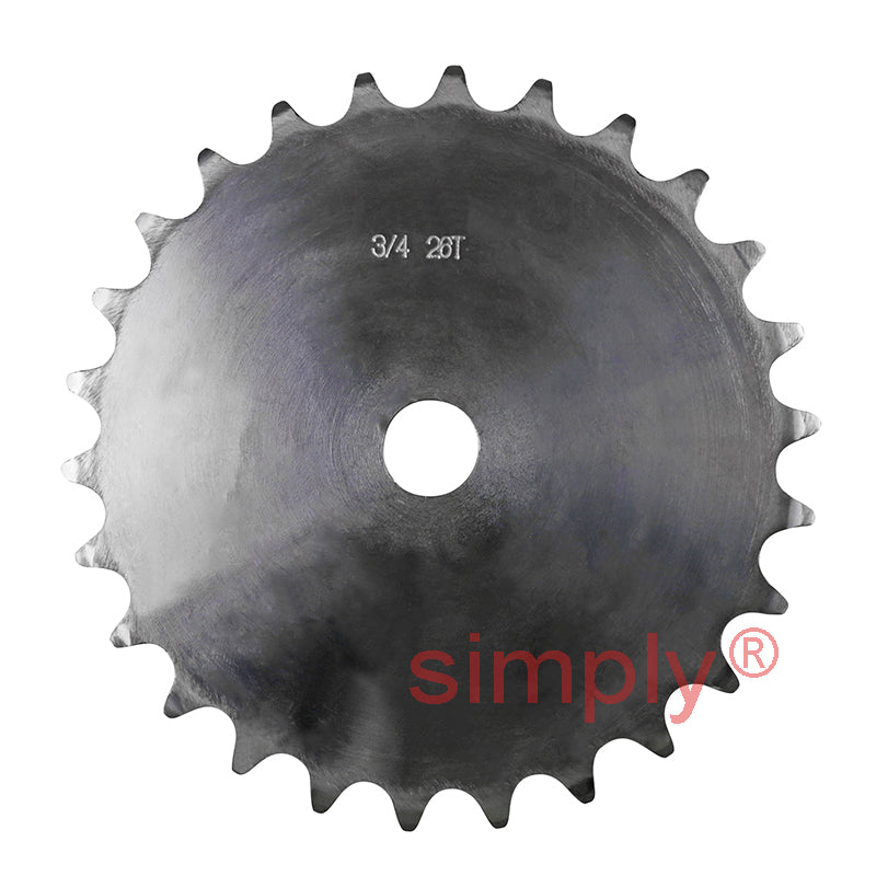 26 Tooth 12B Simplex Pilot Bore Sprocket for 3/4 inch Pitch Chain
