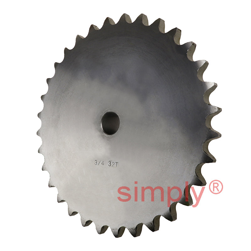 32 Tooth 12B Simplex Pilot Bore Sprocket for 3/4 inch Pitch Chain