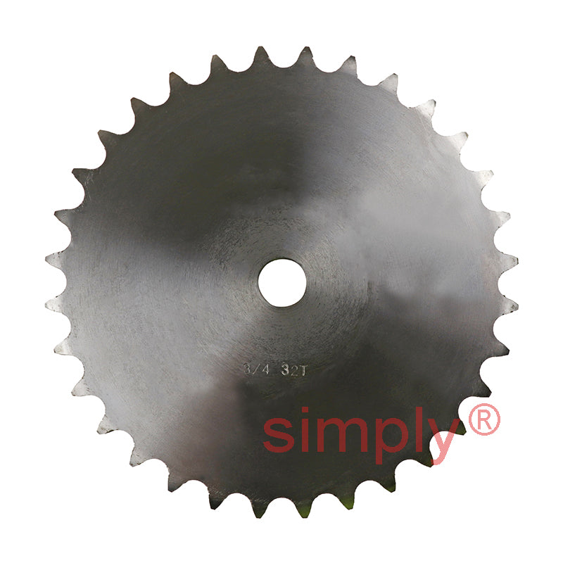 32 Tooth 12B Simplex Pilot Bore Sprocket for 3/4 inch Pitch Chain