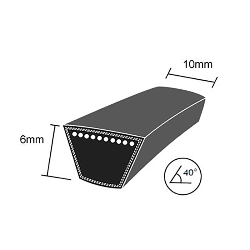 DRY-3L600K 3L Section 10x6mm Blue Cotton Dry Cover Kevlar Re-inforced Mower Wrapped V-Belt