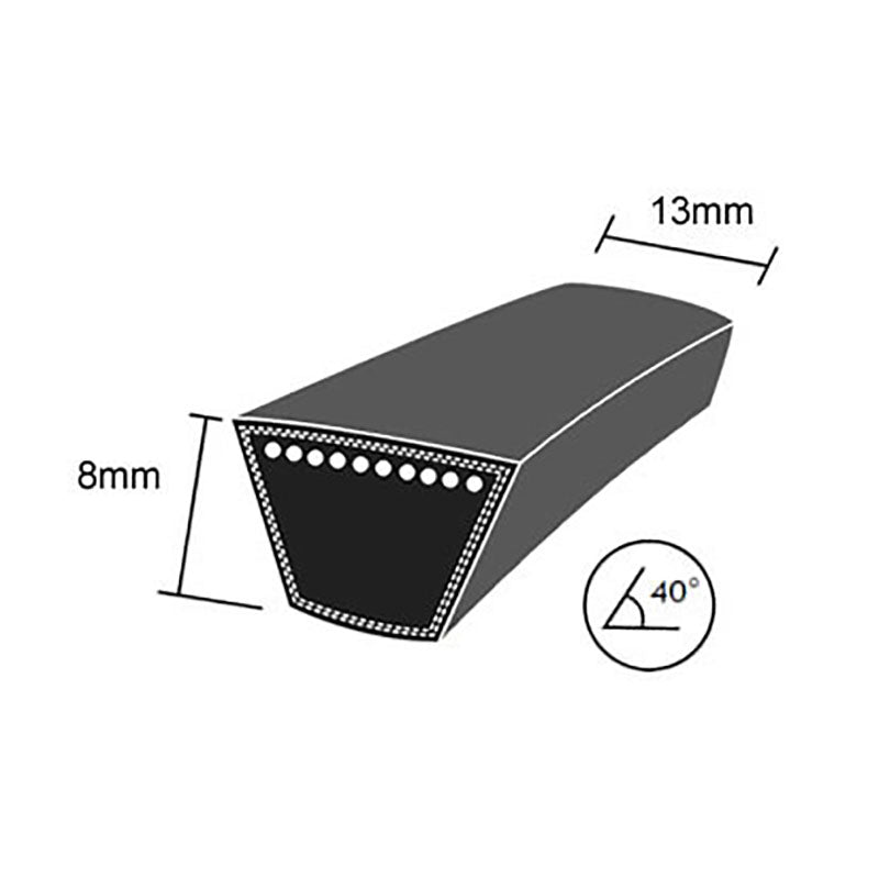 DRY-4L1090K 4L Section 13x8mm Blue Cotton Dry Cover Kevlar Re-inforced Mower Wrapped V-Belt