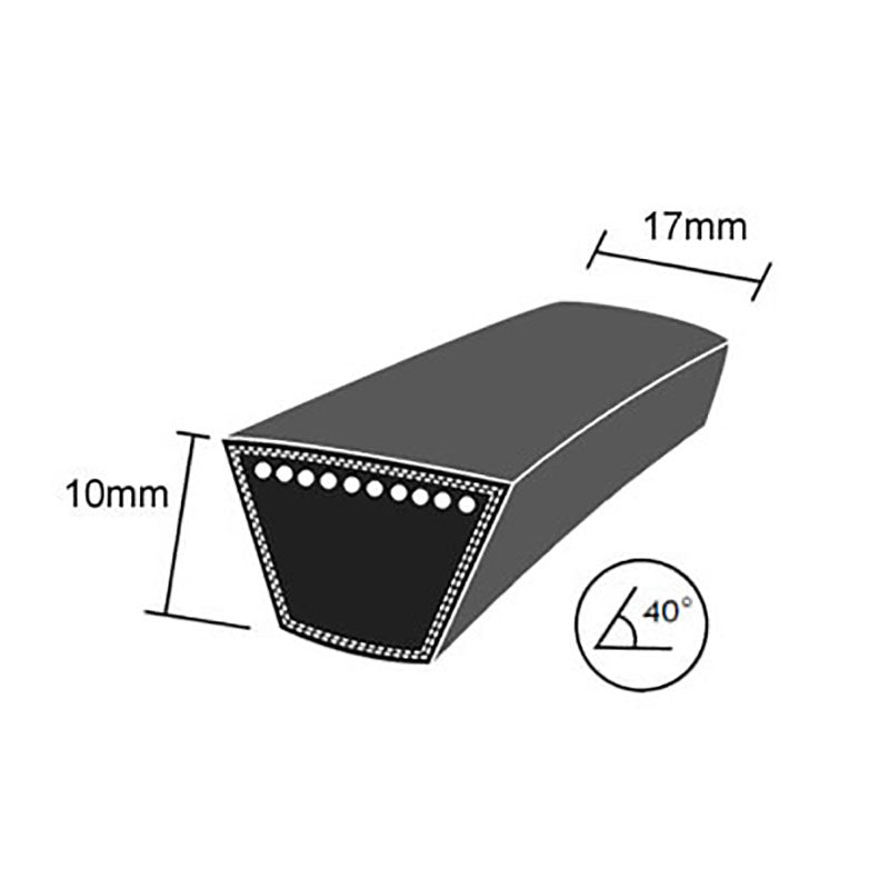 DRY-5L1140K 5L Section 17x10mm Blue Cotton Dry Cover Kevlar Re-inforced Mower Wrapped V-Belt