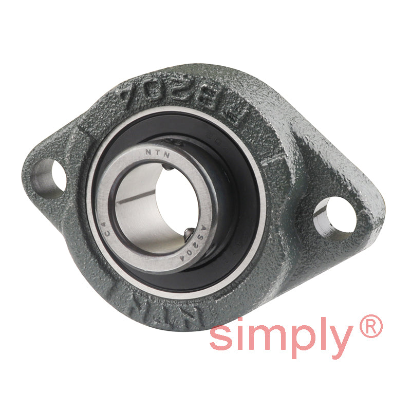 NTN ASFB204 Metric Two Bolt Oval Cast Iron Flange Housing with 20mm Bore Insert