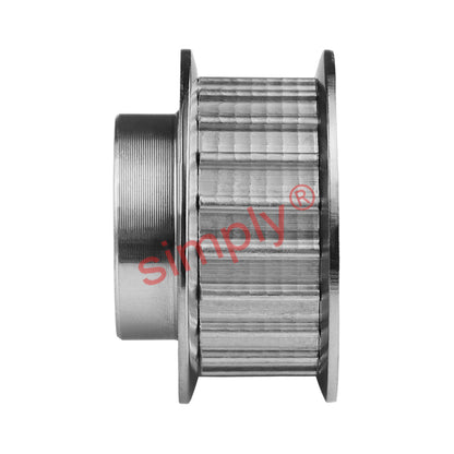 Aluminium Pilot Bore AT5 Timing Pulley with Flanges 5mm Pitch 30 Tooth for 25mm Wide Belts - Overall Width 36mm